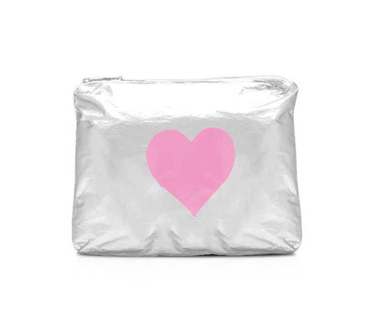 Malibu Tyvek Pouch w/ Star, Love & Heart Design: Silver w/ HEART
