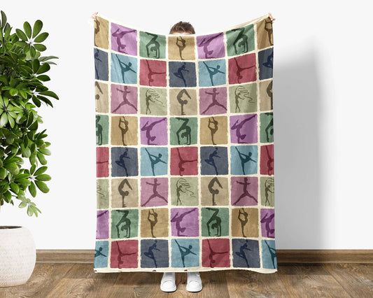 Vintage Gymnastics Blanket, Cozy Gymnast Sports Throw: Velveteen Plush / 50" × 60"