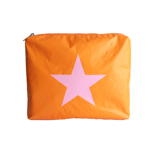 Malibu Tyvek Pouch w/ Star, Love & Heart Design: Orange w/ STAR