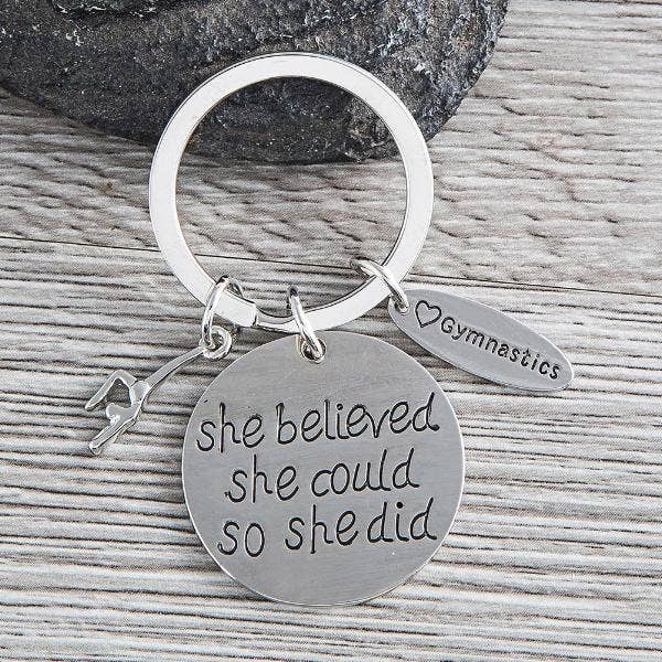 Gymnastics She Believed She Could So She Did Keychain