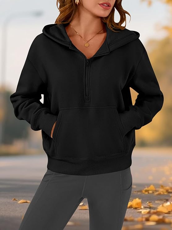 Half Zip Hoodie Womens Pullover