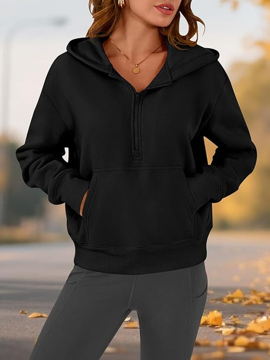 Half Zip Hoodie Womens Pullover