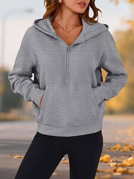 Half Zip Hoodie Womens Pullover